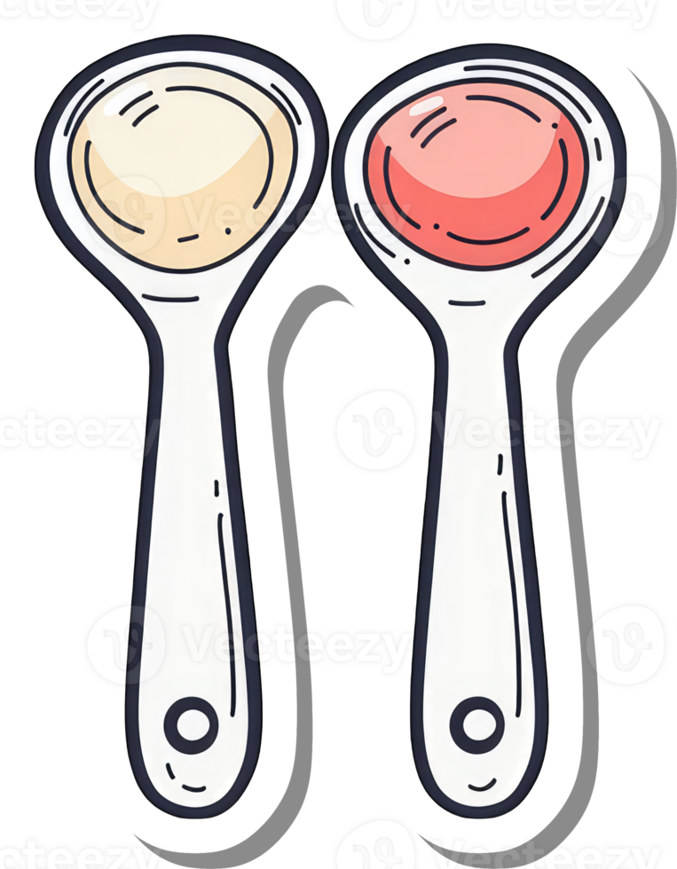 Two Spoons Hold Creamy Yellow and Pink Substances png