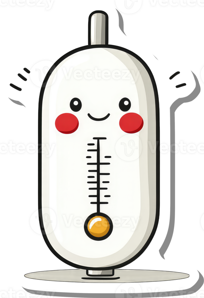 A Happy Cartoon Thermometer Displays Temperature png