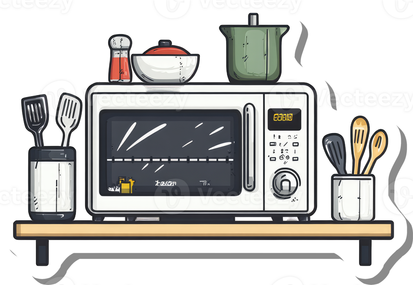 Microwave Oven Kitchen Utensils Shelf Cooking Appliances png