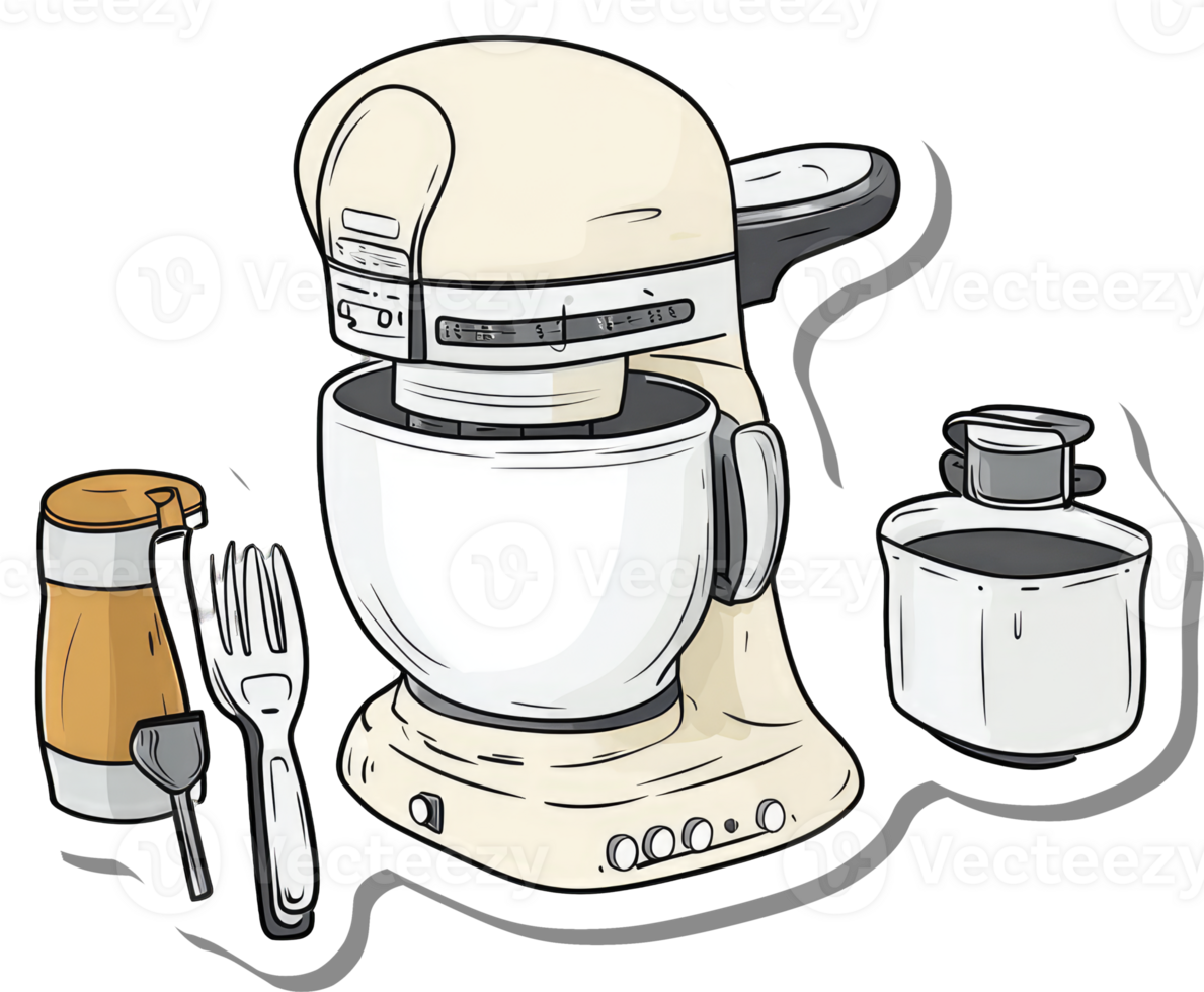 Kitchen Stand Mixer with Utensils and Container png