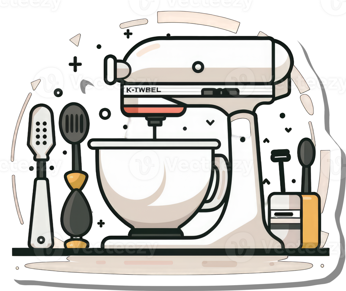 Kitchen Stand Mixer with Utensils and Accessories png