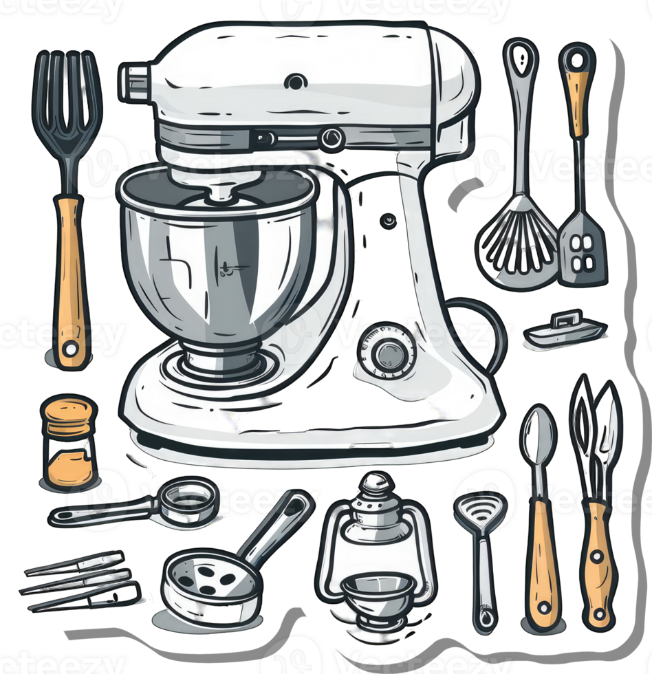 Kitchen Mixer and Utensil Collection A Delightful Array png