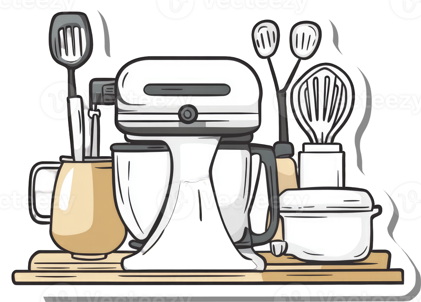 Kitchen Stand Mixer with Utensils and Mug png