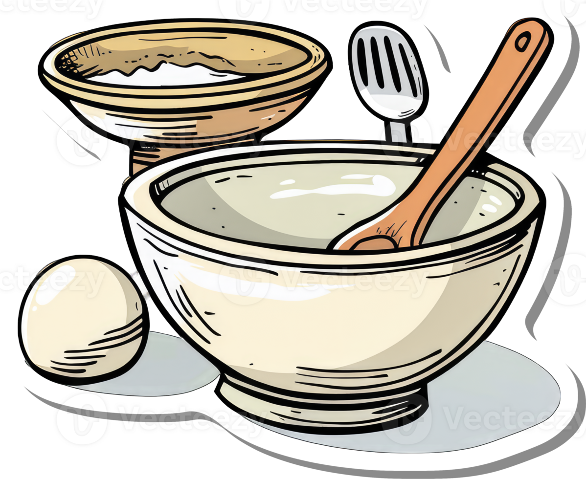 Baking Ingredients In Bowls With Utensils png