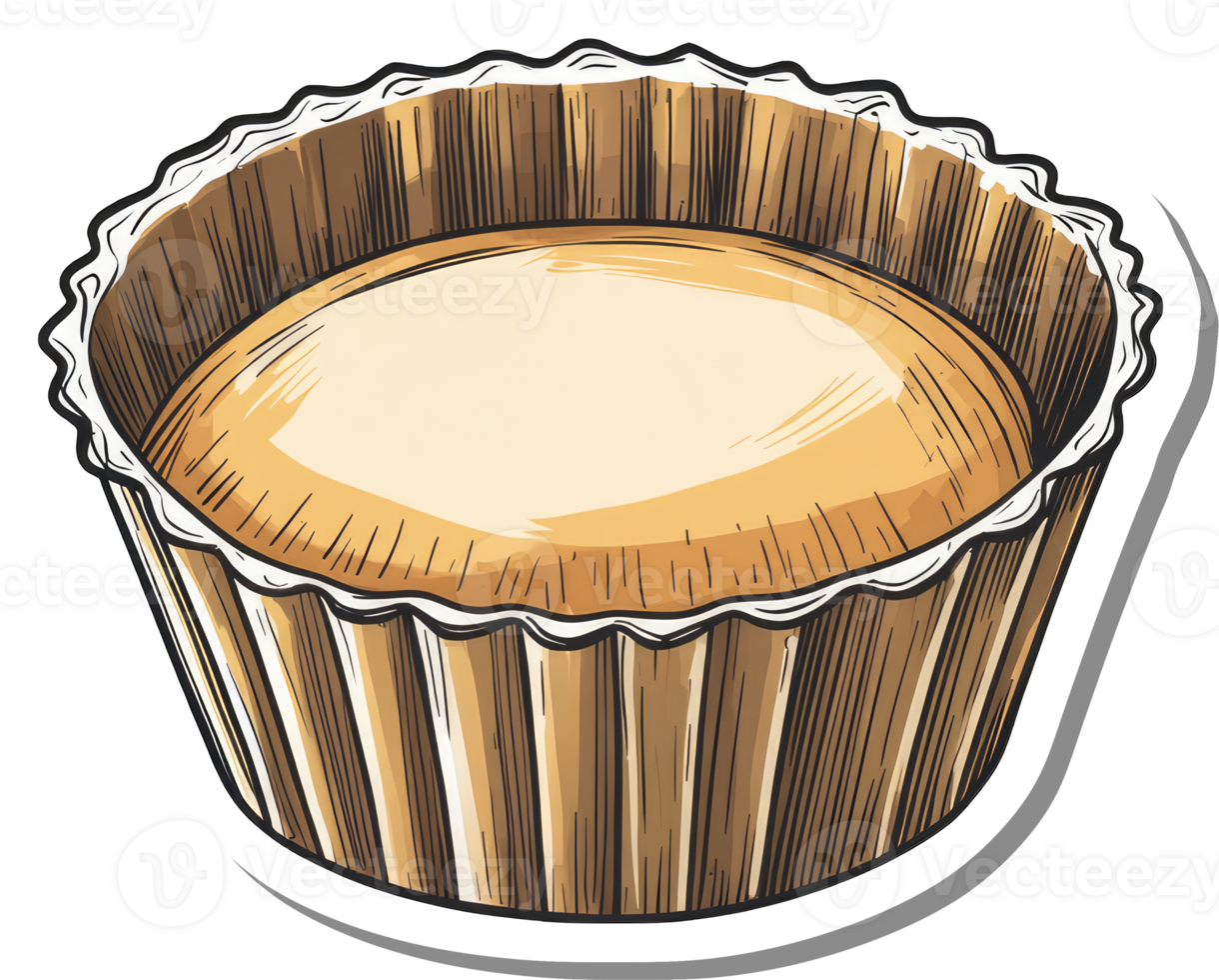 A Delicious Golden Brown Baked Custard Tart in a Paper Cup png