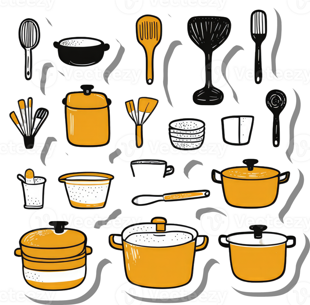 A Collection Of Cute Kitchen Utensils And Pots png
