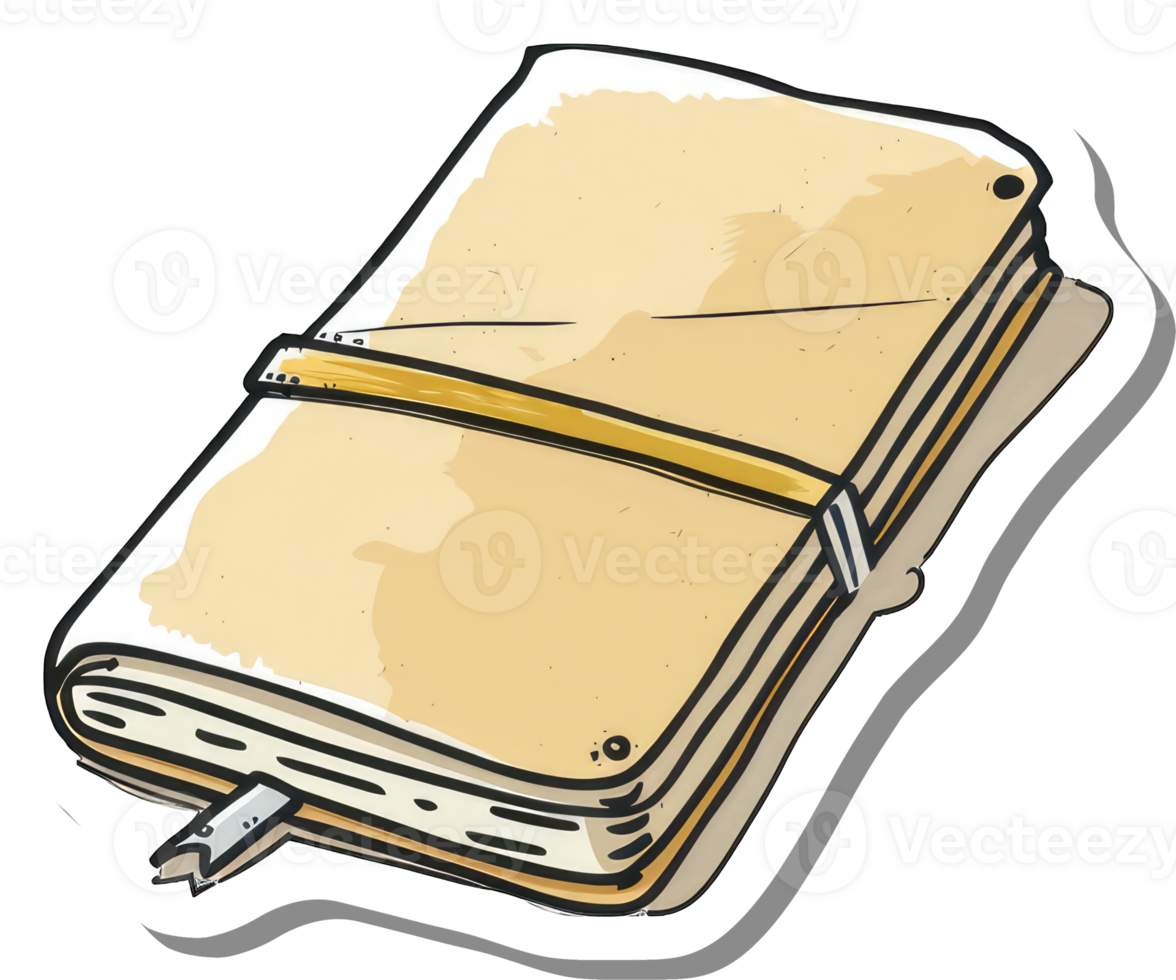 A Tan Notebook with a Pen and Clasp png