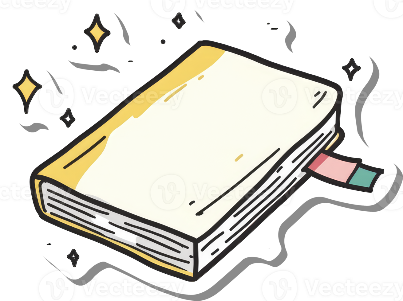 A Sparkling Yellow Book with a Bookmark png