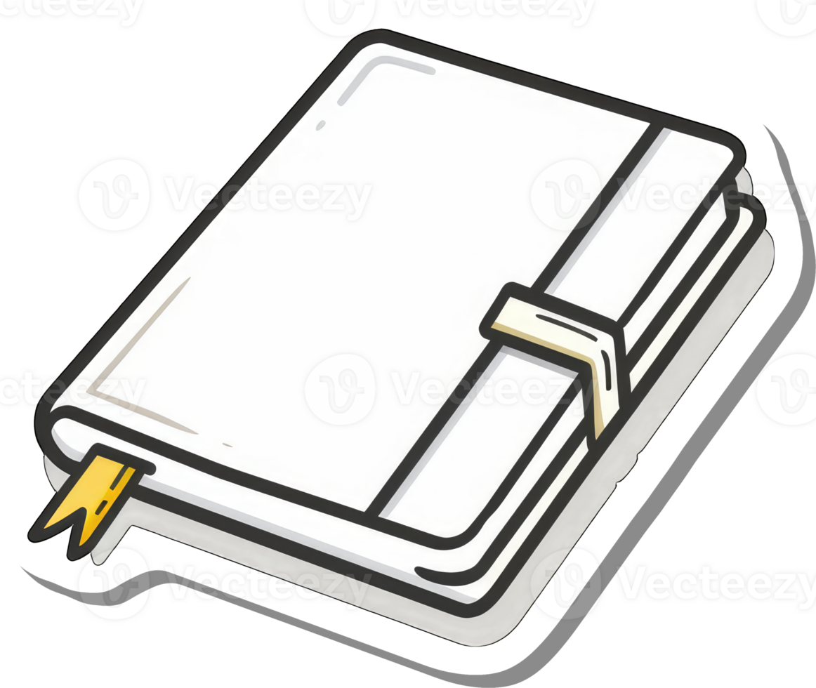 A Closed White Notebook With A Yellow Bookmark png
