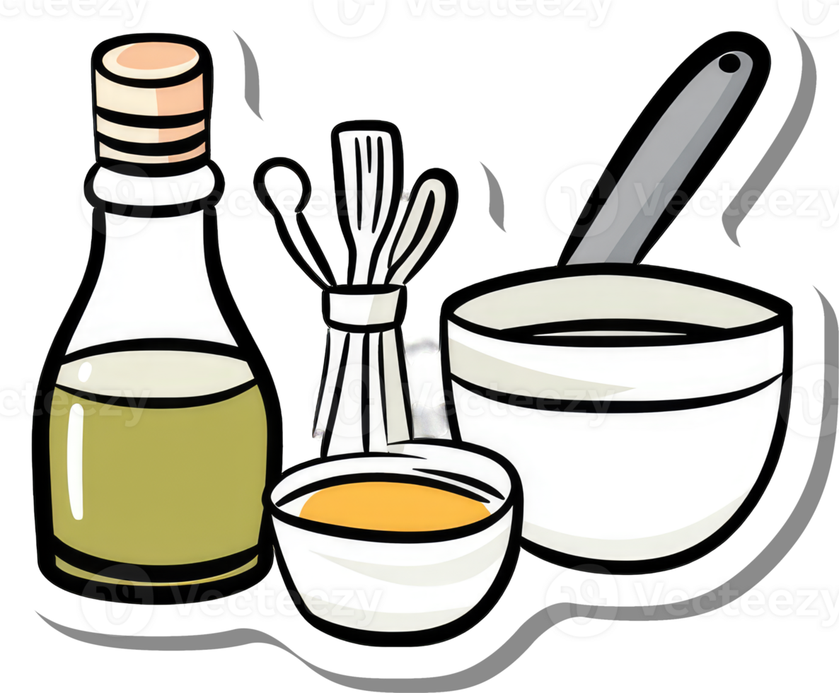 Cooking ingredients and utensils for preparing a dish png