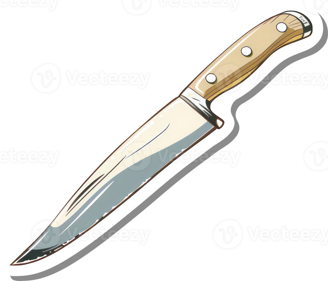 A Kitchen Knife with a Wooden Handle png
