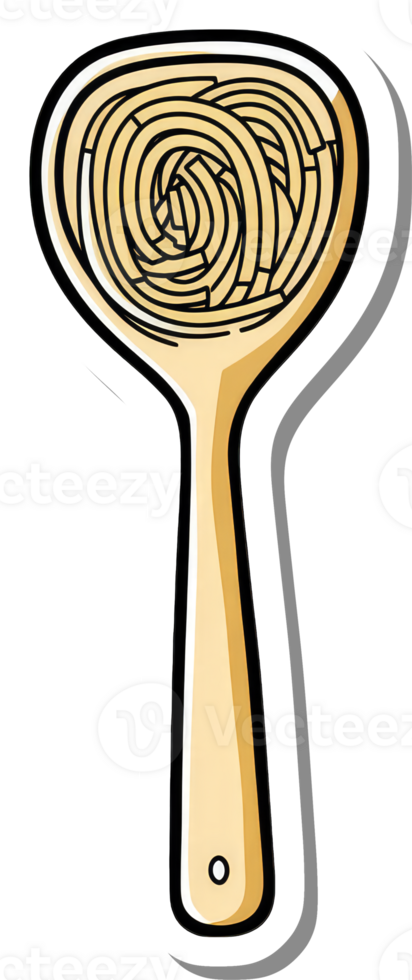 Wooden Spoon Holding Cooked Spaghetti Noodles png
