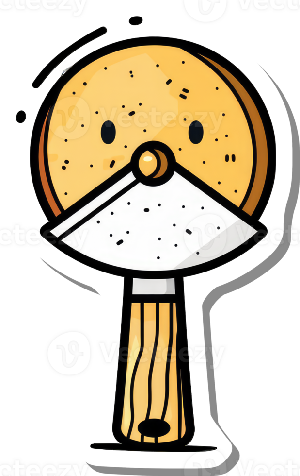 A cute cartoon bagel on a wooden stick png