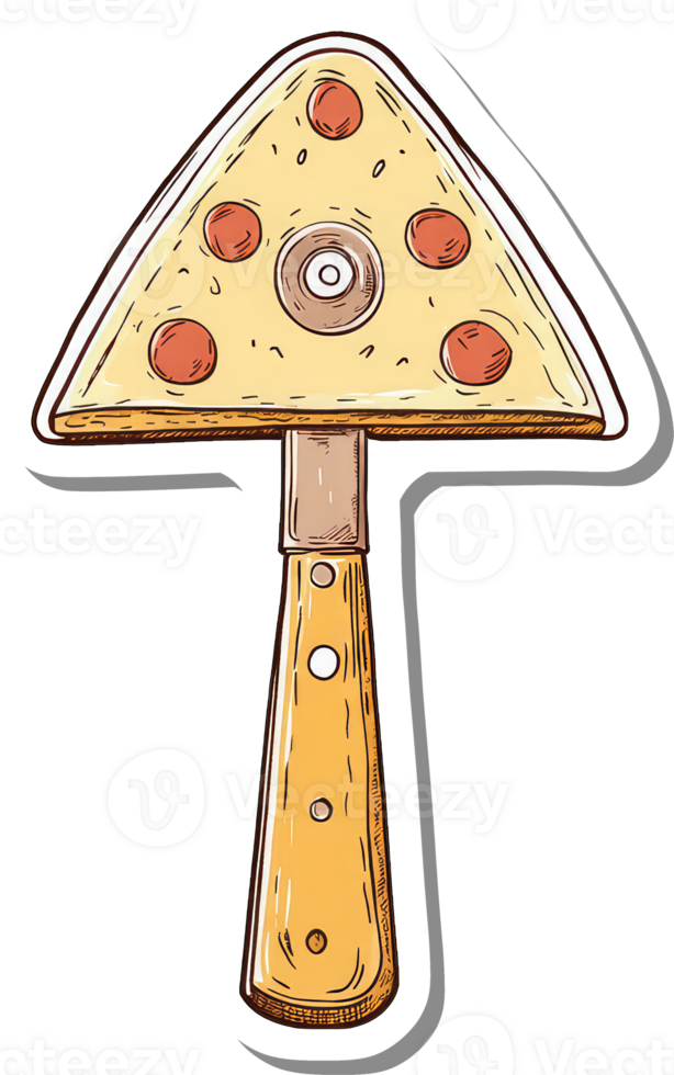 Pizza Slice Shaped Mushroom With Wooden Handle png