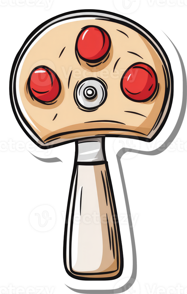 Cartoon mushroom shaped object with three red buttons png