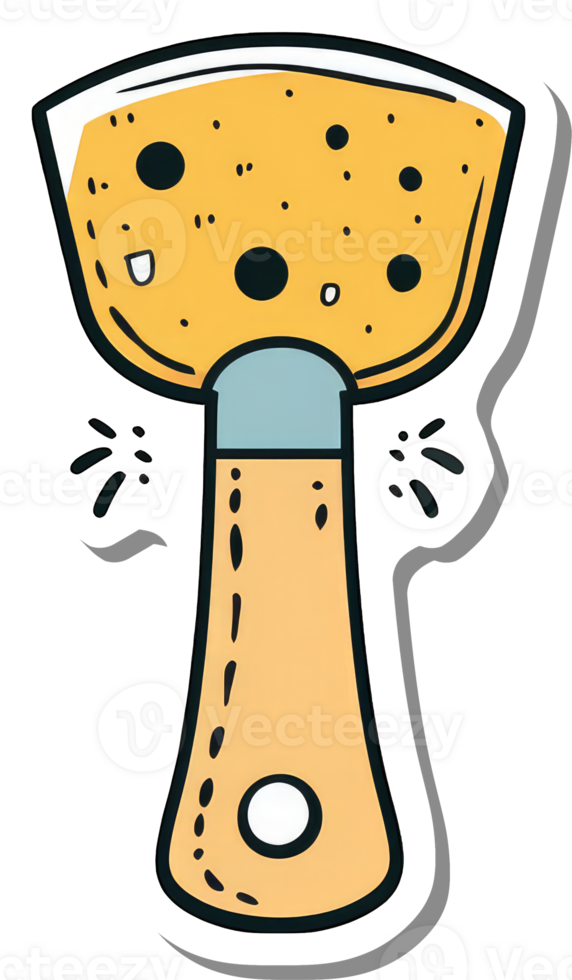 A cartoon illustration of a yellow sponge on a stick png