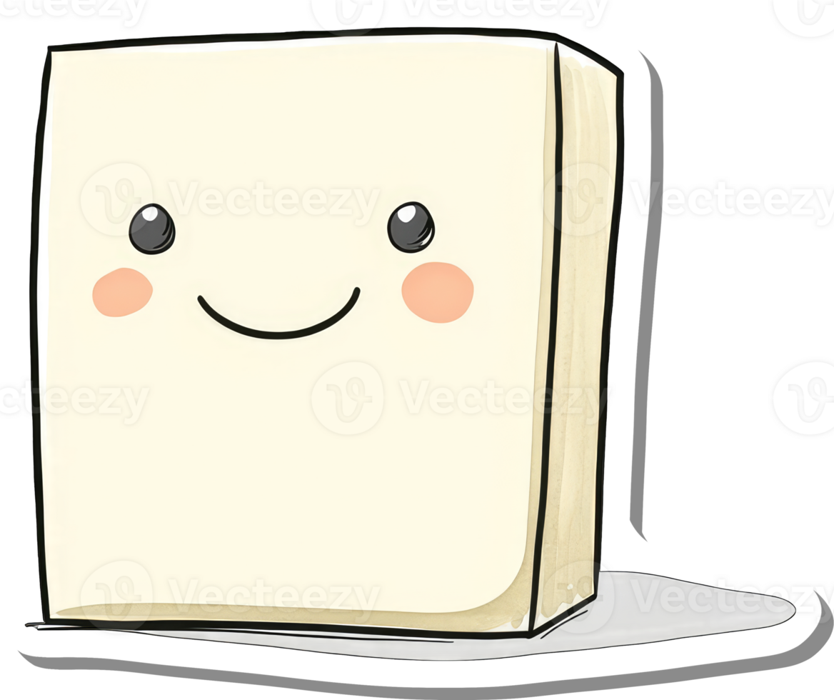 Happy Smiling Block Character Cartoon Illustration png