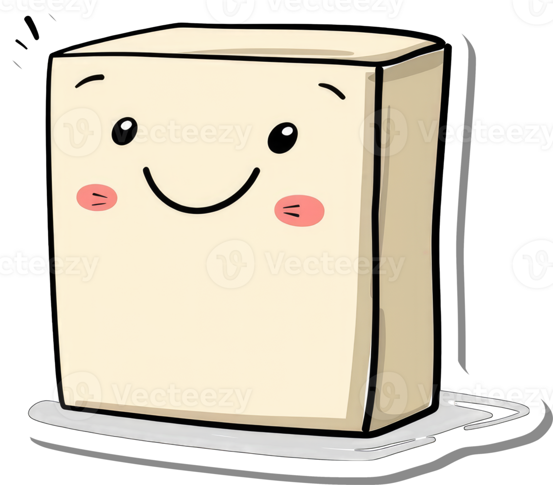 Happy Smiling Tofu Block Cartoon Character png