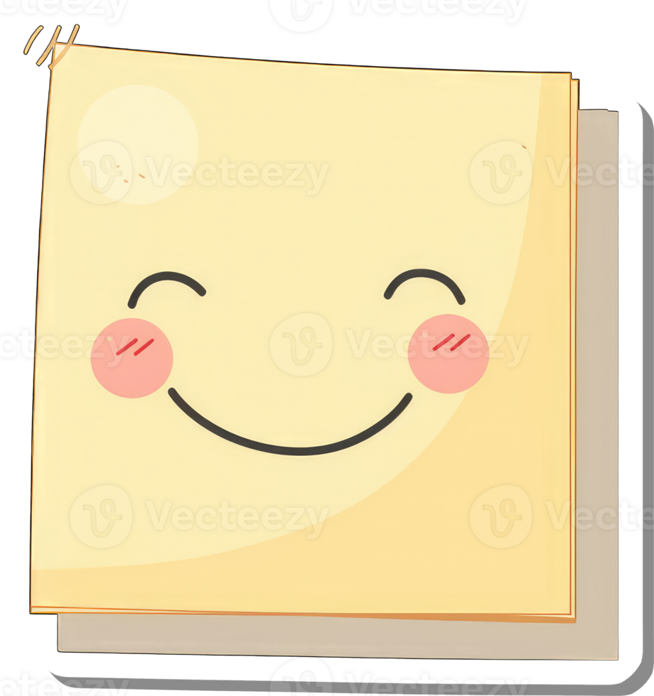 Happy Smiling Sticky Note Pad Cartoon Illustration png