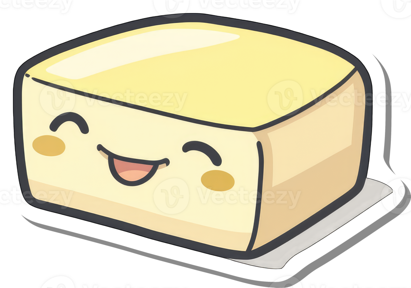 Happy Smiling Block of Cheese Cartoon Illustration png