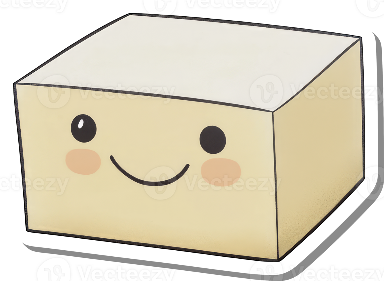 Happy smiling cube shaped cartoon food item png