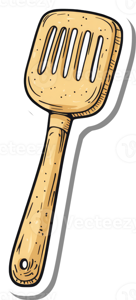 A wooden slotted spatula kitchen utensil png