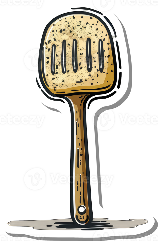 A Cartoon Illustration Of A Wooden Spatula png