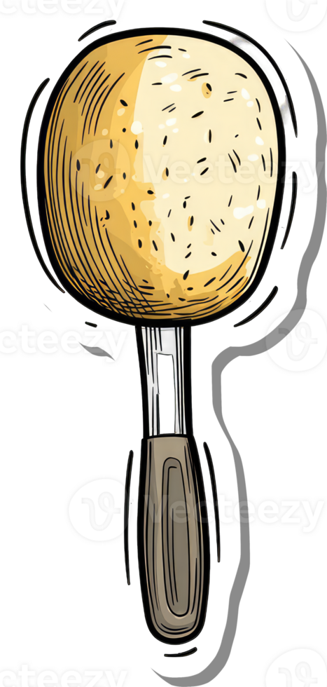 A whimsical illustration of a wooden handled spoon png