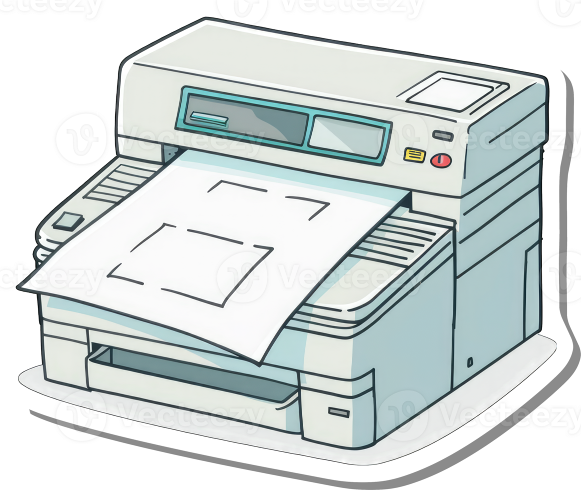 A Retro Style Printer Producing a Document Design png