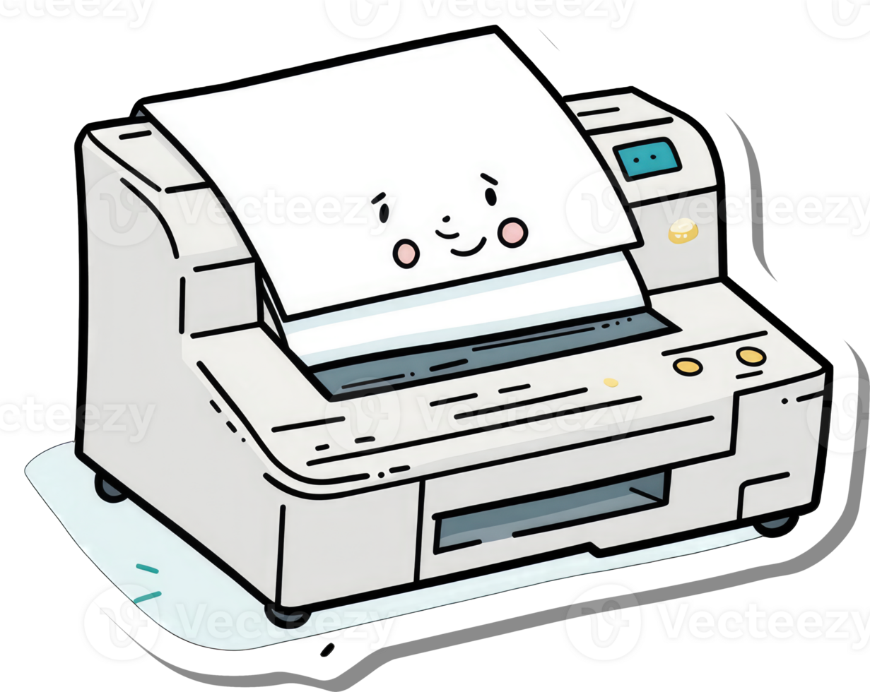 Cute Cartoon Printer Ready To Print Documents png