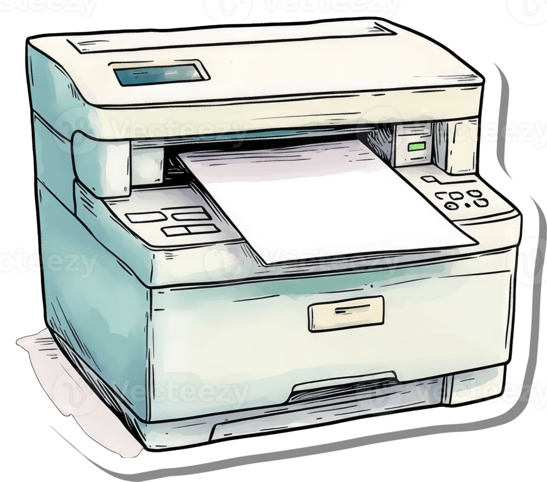 A Colorful Illustration Of A Modern Office Printer png