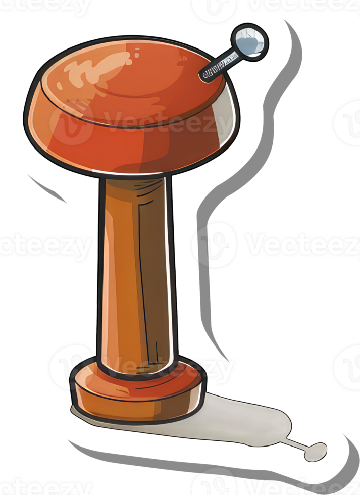 Cartoon illustration of a wooden mushroom shaped lamp png
