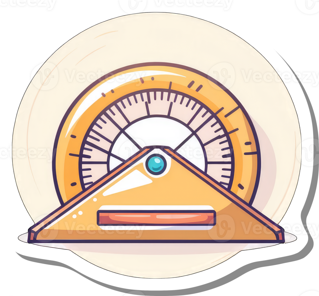 Illustrated Protractor and Set Square Drawing png