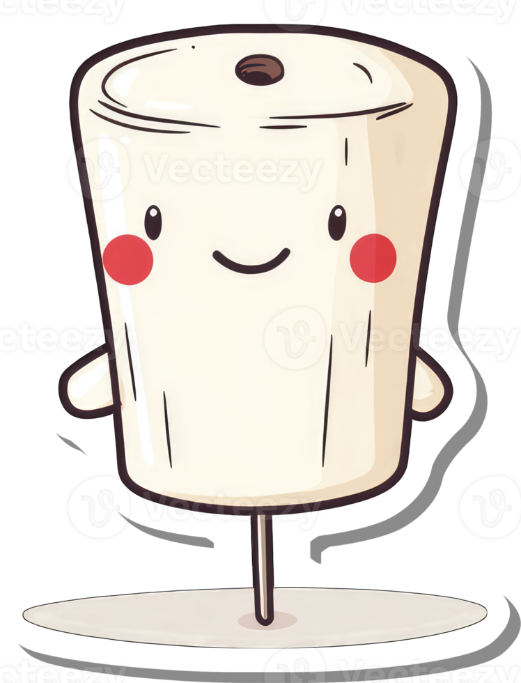 Adorable Cartoon Marshmallow Character On A Stick png