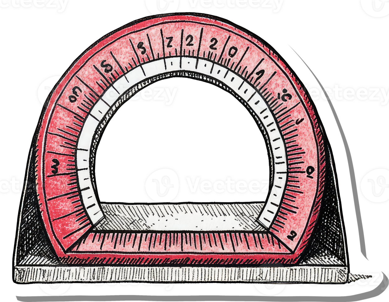 Illustration of a Red Half Circle Protractor png