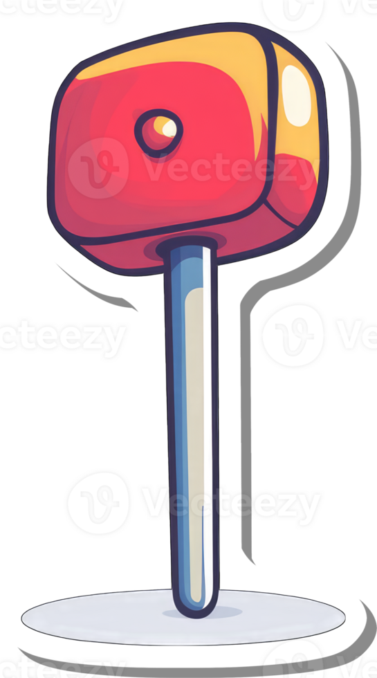 Cartoon illustration of a colorful mallet on a stand png