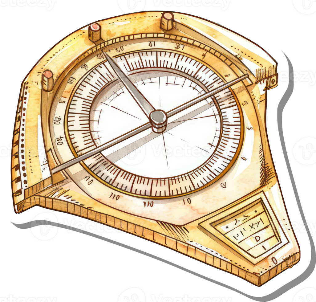 A Detailed Illustration Of An Antique Brass Compass png