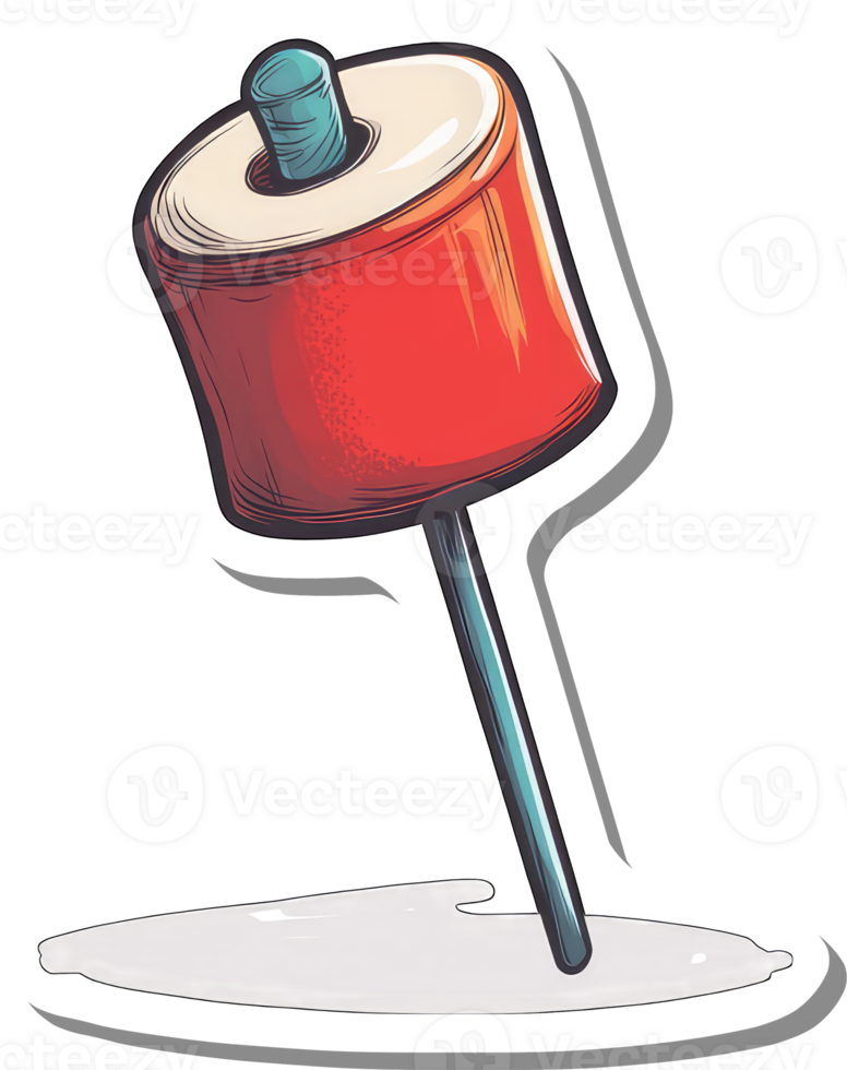 A Red And White Spinning Top On A Stick png