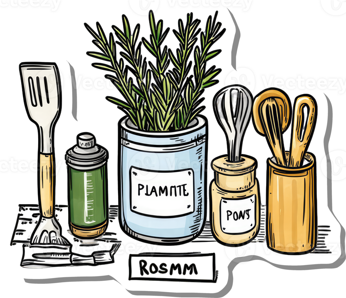 Rosemary Herb Kitchen Utensils Cooking Supplies Illustration png