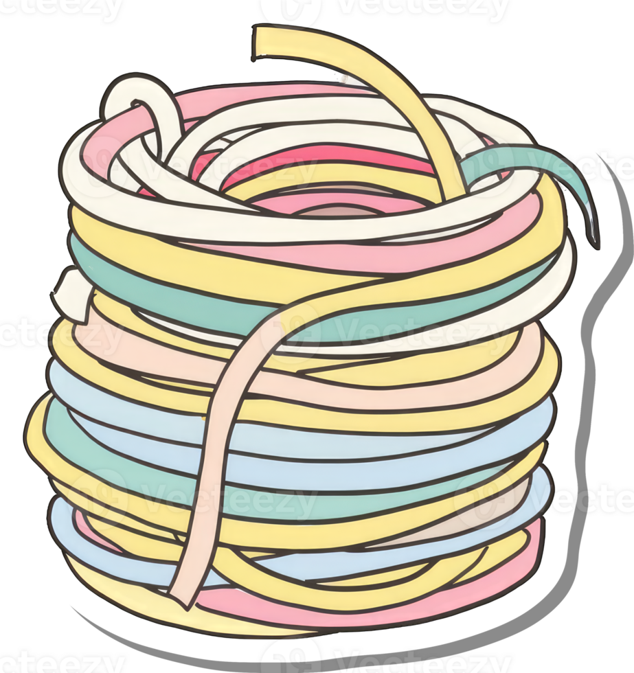 Pastel Colored Yarn Stacked in a Colorful Pile png