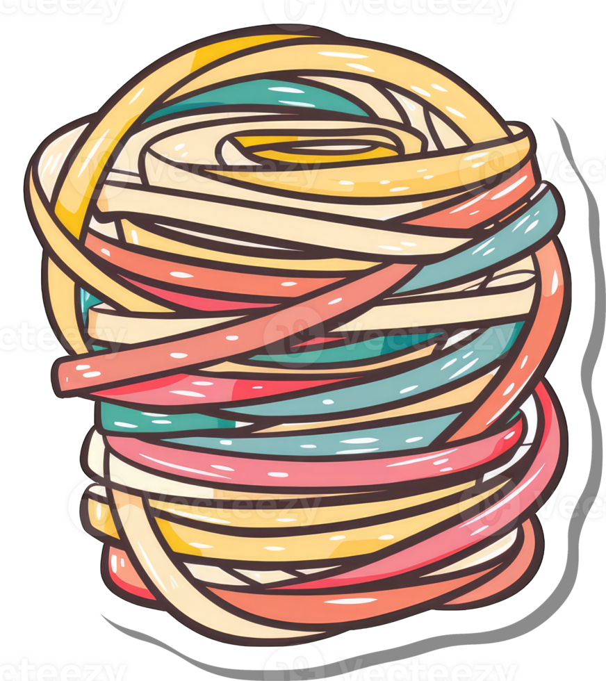 Colorful Twisted Strings Rolled Together In A Ball png