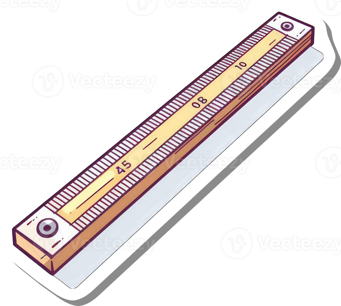 Wooden Ruler Illustration Showing Measurement Marks png