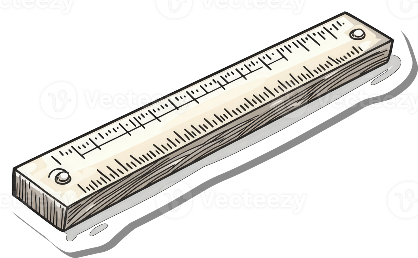 A Wooden Ruler with Measurement Markings png