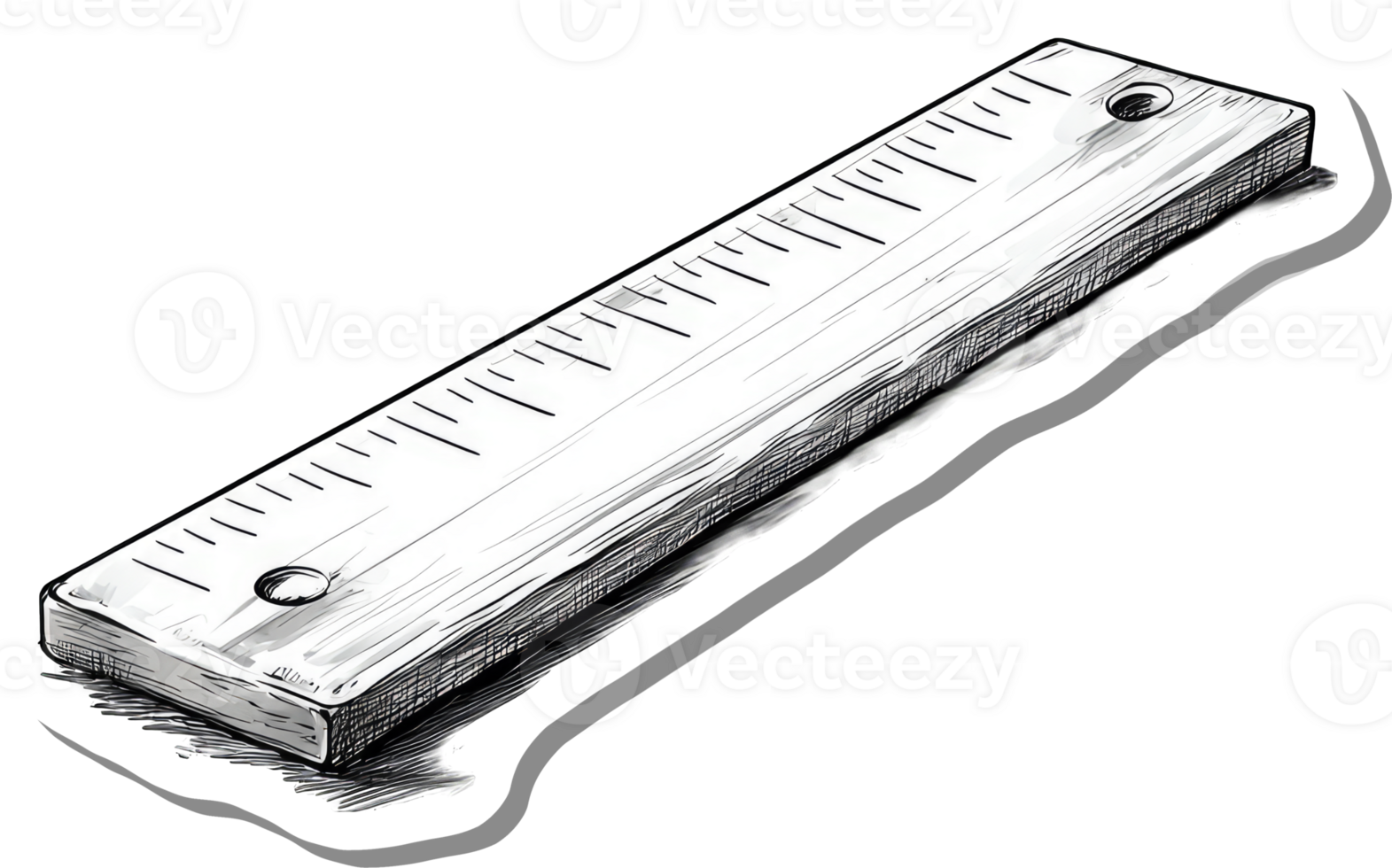 A hand drawn sketch of a wooden ruler png