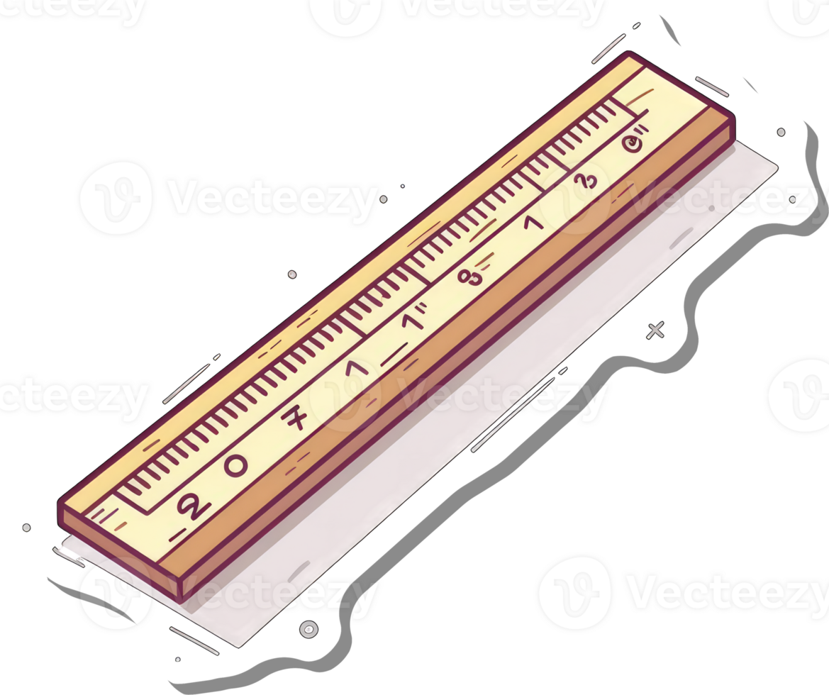 Wooden Ruler Illustration With Measurement Markings png