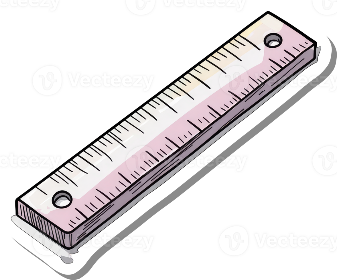 A pink and white ruler is shown at an angle png
