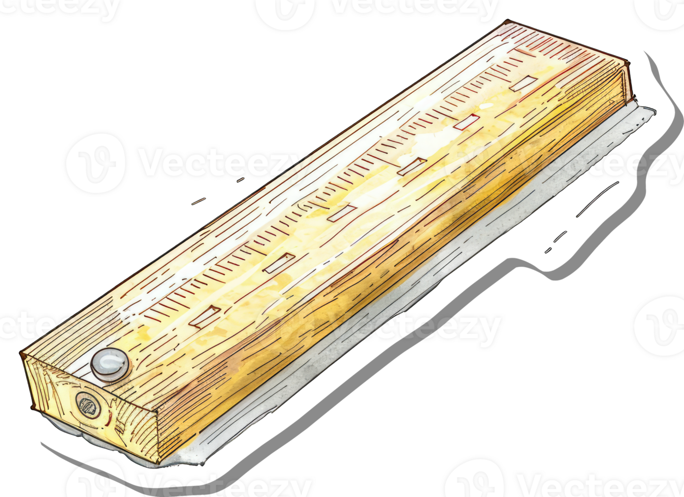 Wooden Ruler With Measuring Scale And Knob png