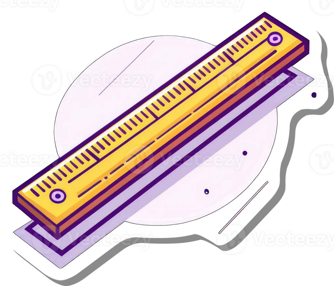 A Yellow Ruler with Measurement Markings is Shown png