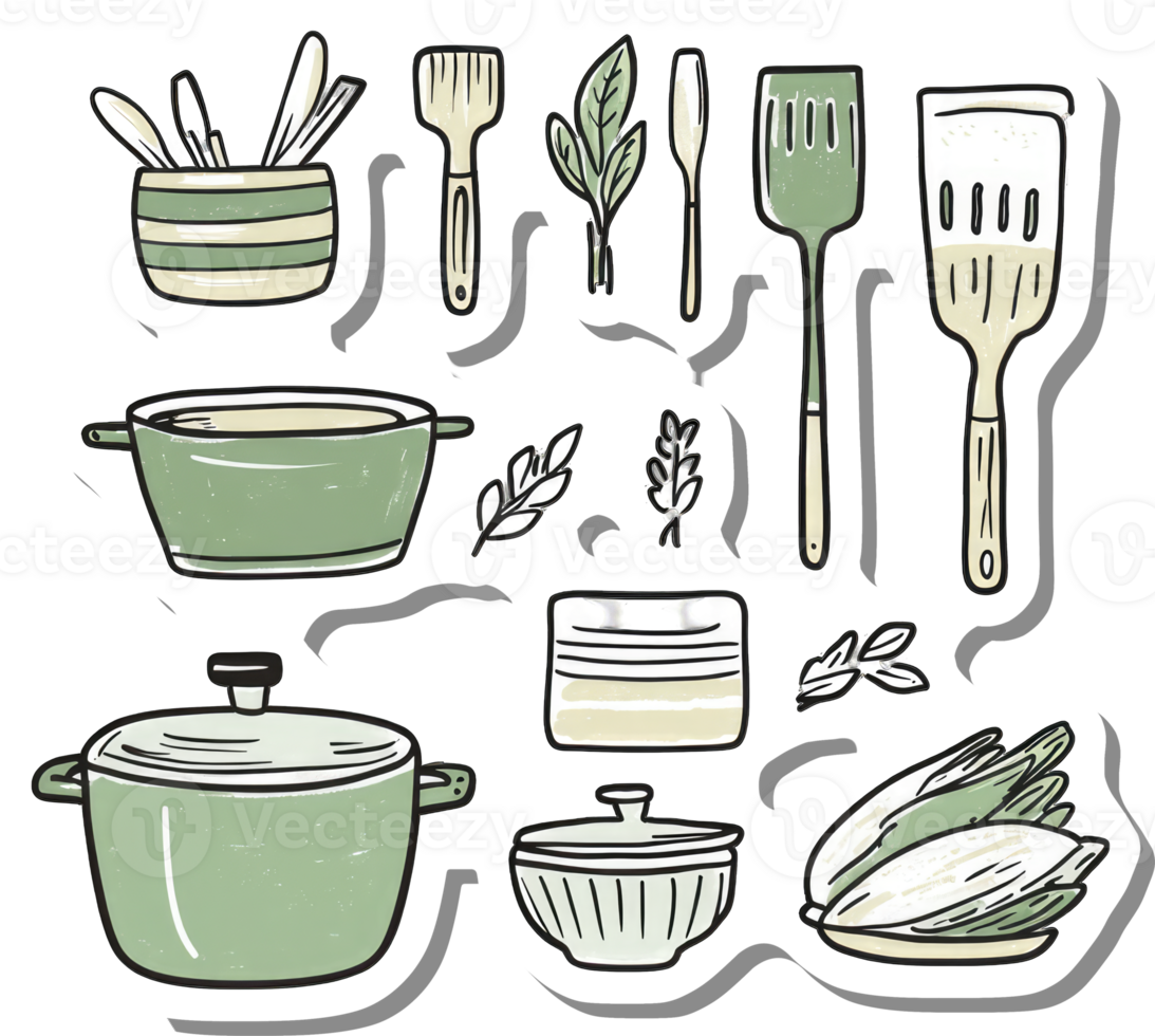 Kitchen Utensils and Ingredients Cooking Illustration png