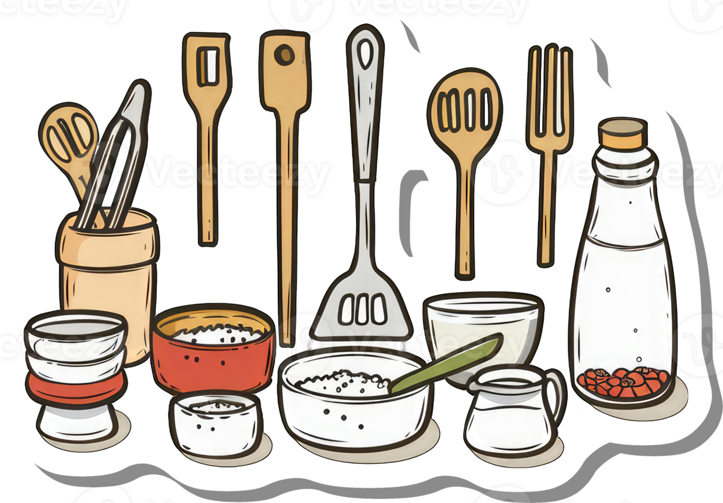Kitchen Utensils and Ingredients Prepare Rice Dish png